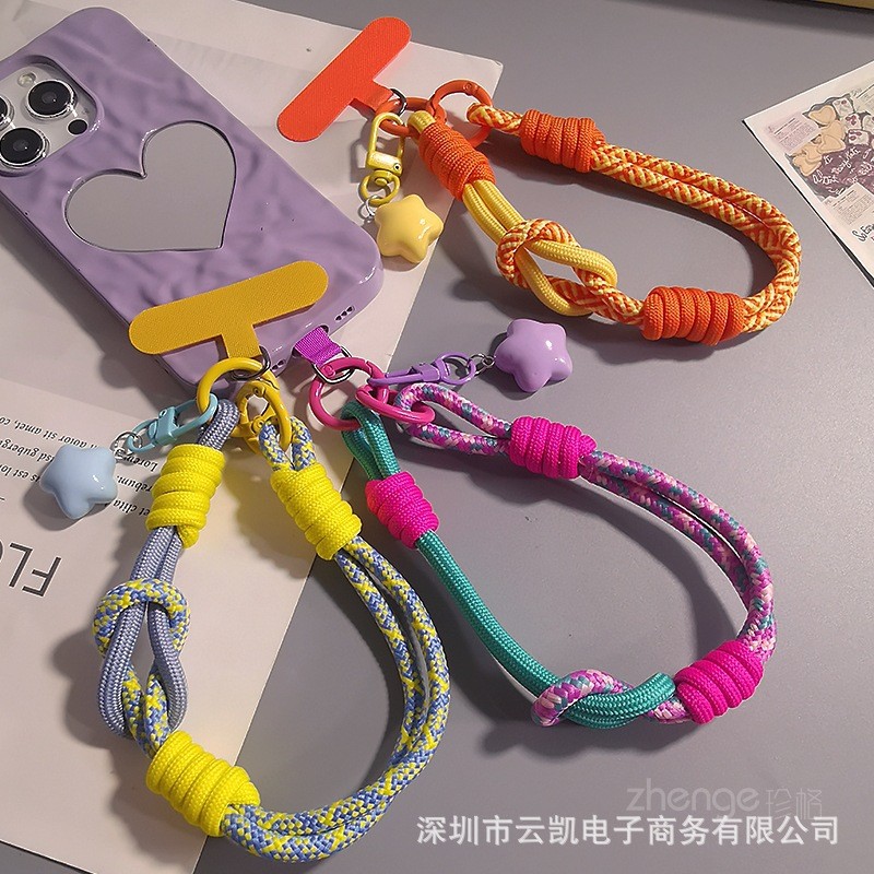 ข้อมือและนิ้วหัวแม่มือเชือกเส้นเล็กโทรศัพท์มือถือแบบ คู่-ใช้ อิน สไตล์ปรับเชือกถักสั้นแข็งแรงผู้ชายผู้หญิงเดินทางกลางแจ้ง
