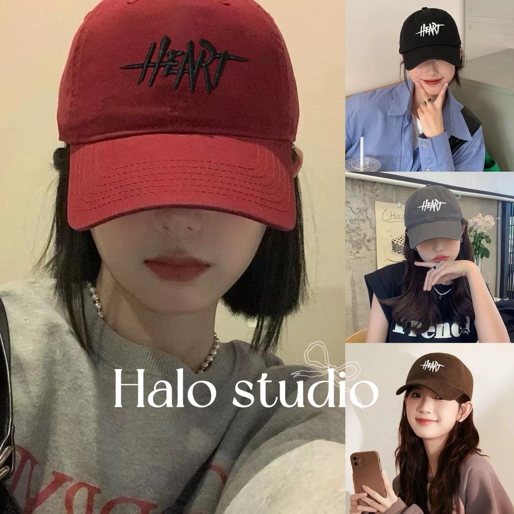 Halo studio พร้อมส่ง🔥 หมวกเบสบอลย้อนยุค หมวกปักตัวอักษรลำลองสไตล์อเมริกัน