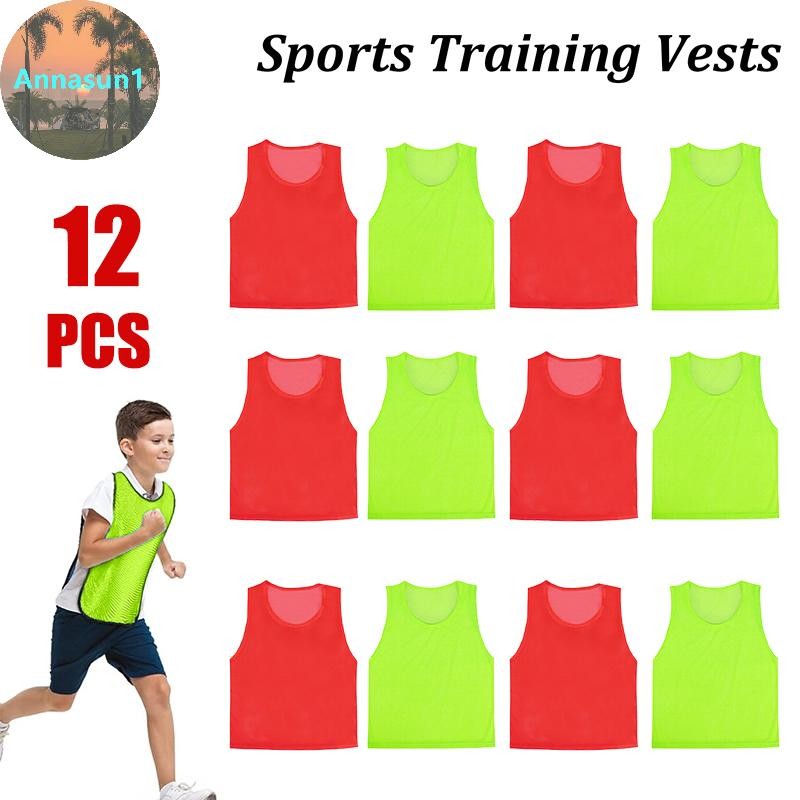 Annasun 12PC เสื้อบาสเก็ตบอลแห้งเร็วทีมกีฬาเสื้อกั๊กฟุตบอลสําหรับเด็กเยาวชน/วัยรุ่น/ผู้ใหญ่ TH