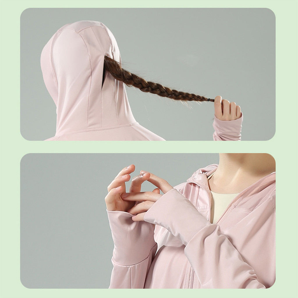 เสื้อกันยูวี พร้อมฮู้ดหมวกกันแดด แขนยาว ทรงเกาหลี รูปที่ 7