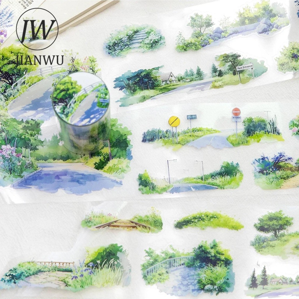 Jianwu 70 มม.* 200 ซม.ฤดู Greenery Series Vintage ดอกไม้ภูมิทัศน์วัสดุ Collage PET เทป Creative DIY Journal เครื่องเขียน