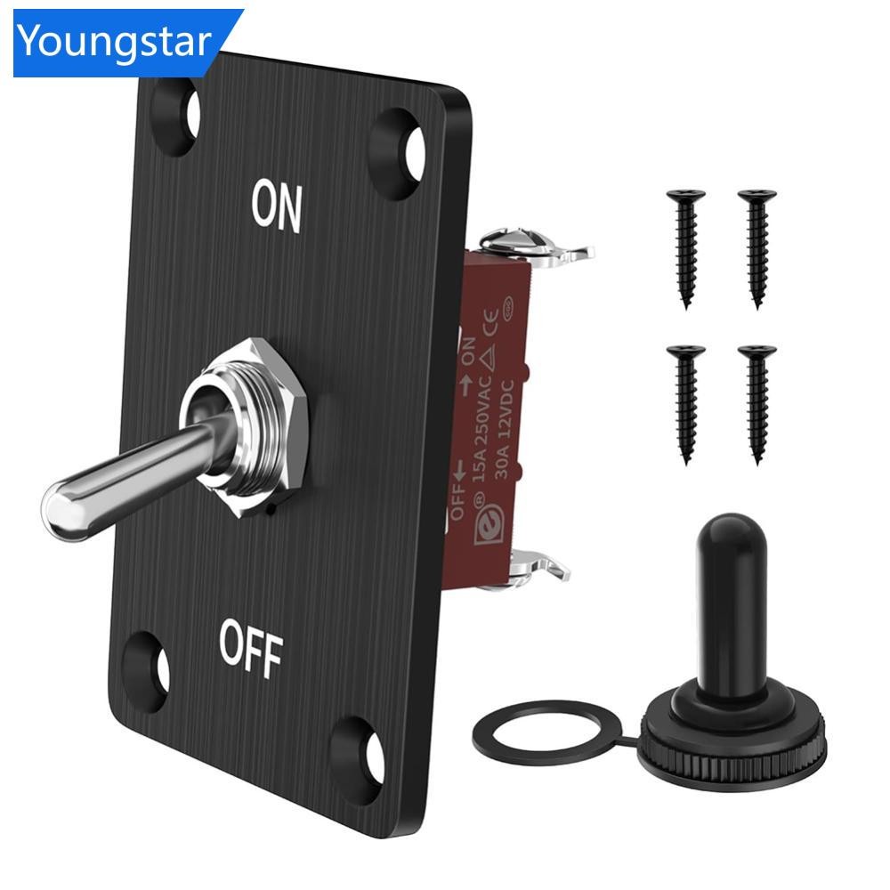 FYY 12v DC Heavy Duty Toggle Switch กันน้ําสลับสวิตช์ 2 ขา 3Pin เปิด/ปิด SPST UP DOWN พร้อมแผงยึด Weatherproof Cap