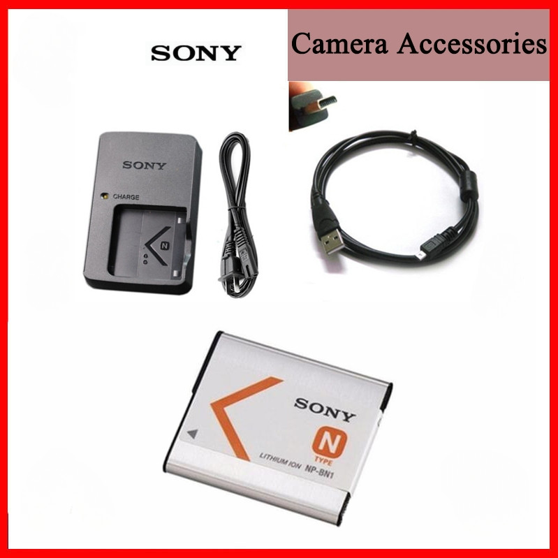 การ์ดกล้อง Sony DSC-W310 W520 W630 W690 W710 กล้อง NP-BN1 แบตเตอรี่ + เครื่องชาร์จ + สายเคเบิลข้อมูล