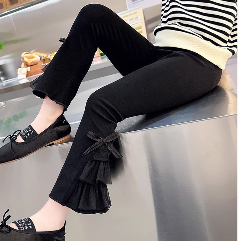 กางเกงเลกกิ้ง Dapper Darling สําหรับเด็กผู้หญิง, กางเกงเด็กผู้หญิงอินเทรนด์, ริบบิ้น Cutbray LG 02