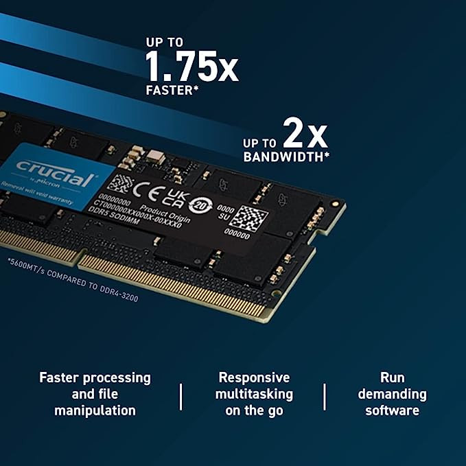 CRUCIAL DDR5 4800MHz Ram Laptop Memory ( 8GB / 16GB / 32GB ) แรม Notebook