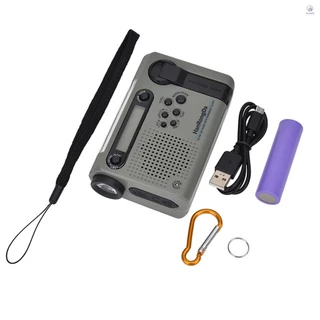 Hanrongda วิทยุฉุกเฉินกลางแจ้งแบบพกพา AM FM SW วิทยุพลังงานแสงอาทิตย์ Hand Crank พร้อมไฟฉาย LED 2000mAh แบตเตอรี่ SOS Alarm