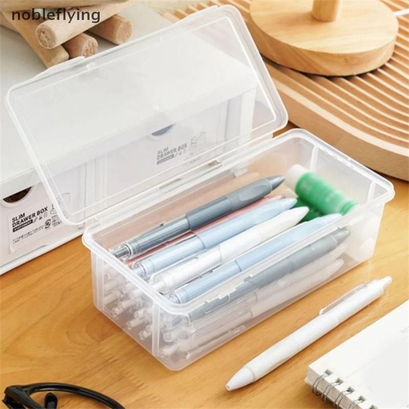 Nf 1PC ความจุขนาดใหญ่กล่องดินสอกล่อง PP วัสดุโปร่งใสกล่องดินสอ Stackable อุปกรณ์สํานักงานจัดเก็บกล่อง nobleflying