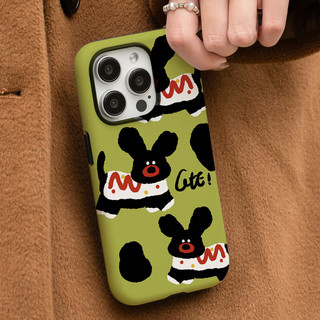 เคสสุนัขปากแดงน่ารัก 2-in-1 สําหรับ Apple 16 Pro Max iPhone 15 Dual Layer 14 Pro Film 13/12/11 Pro Max 7/8p Xs Max ฝาครอบป้องกันกันกระแทก