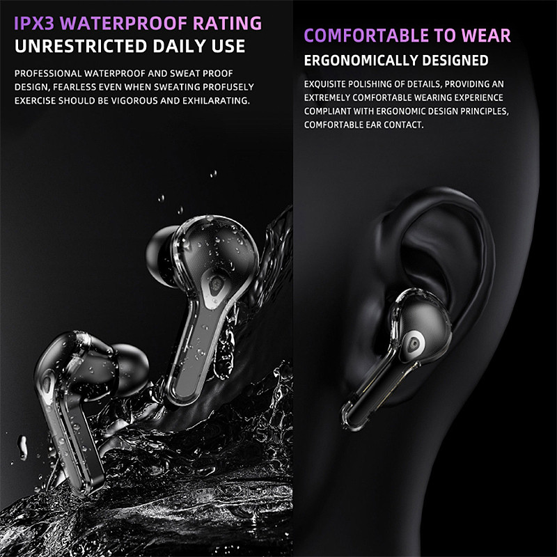 YOOGOO หูฟังบลูทูธพร้อมหน้าจอทัชสกรีน หูฟังจอสัมผัส หูฟังไร้สาย ตัดเสียงรบกวน พร้อมไมโครโฟน หน้าจอLCD Bluetooth Earphone - รูปที่ 6