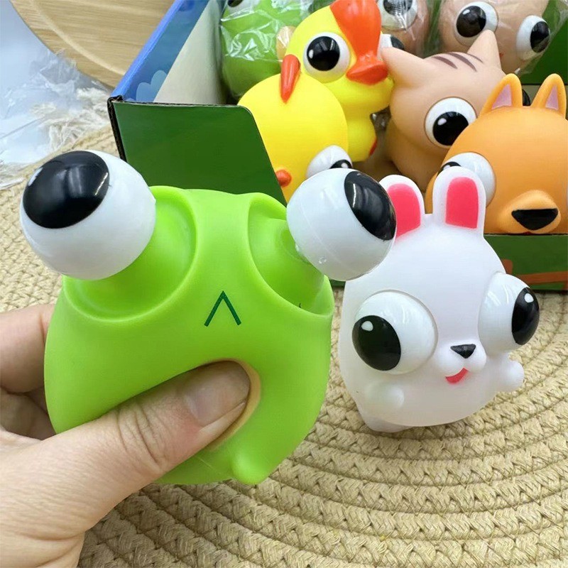 นุ่มน่ารักการ์ตูนสัตว์ Squishy ของเล่น Popping Out Eyes Squeeze ตลกเด็ก Sensory Fidget ของเล่น