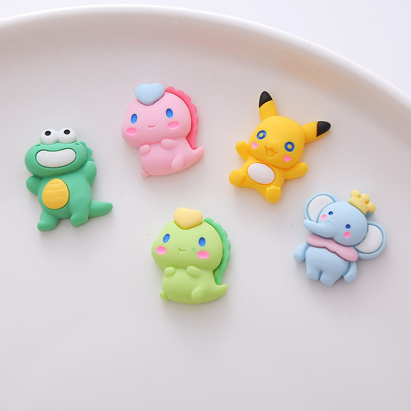 อุปกรณ์เรซินการ์ตูนไดโนเสาร์ Pikachu แฮนด์เมด สําหรับเคสโทรศัพท์ อุปกรณ์เสริมผม และวัสดุทําด้วยมือ