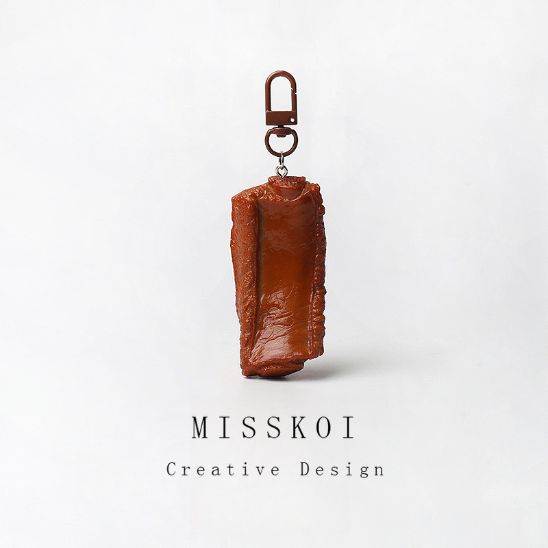 Mjt จําลองซอสซี่โครงหมูรมควันขาไก่พวงกุญแจจี้สนุกกระเป๋าเครื่องประดับ Creative Niche จี้