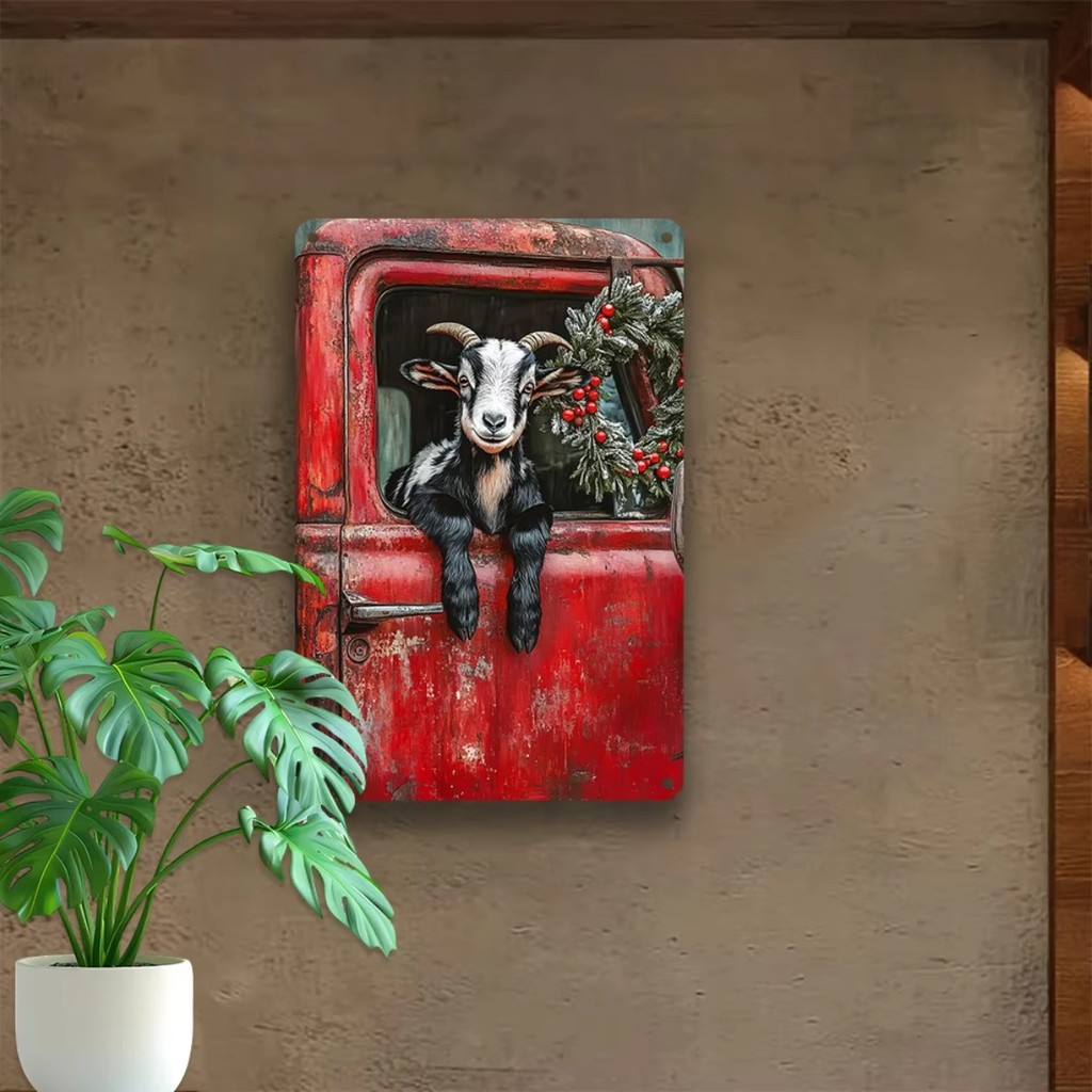 1ชิ้น8x12นิ้วชนบทแพะคริสต์มาสป้ายโลหะปักแผ่นโลหะผนังนํามาใช้ใหม่งานศิลปะสําหรับบ้านคลับคาเฟ่ตกแต่งวันหยุด - รูปที่ 2