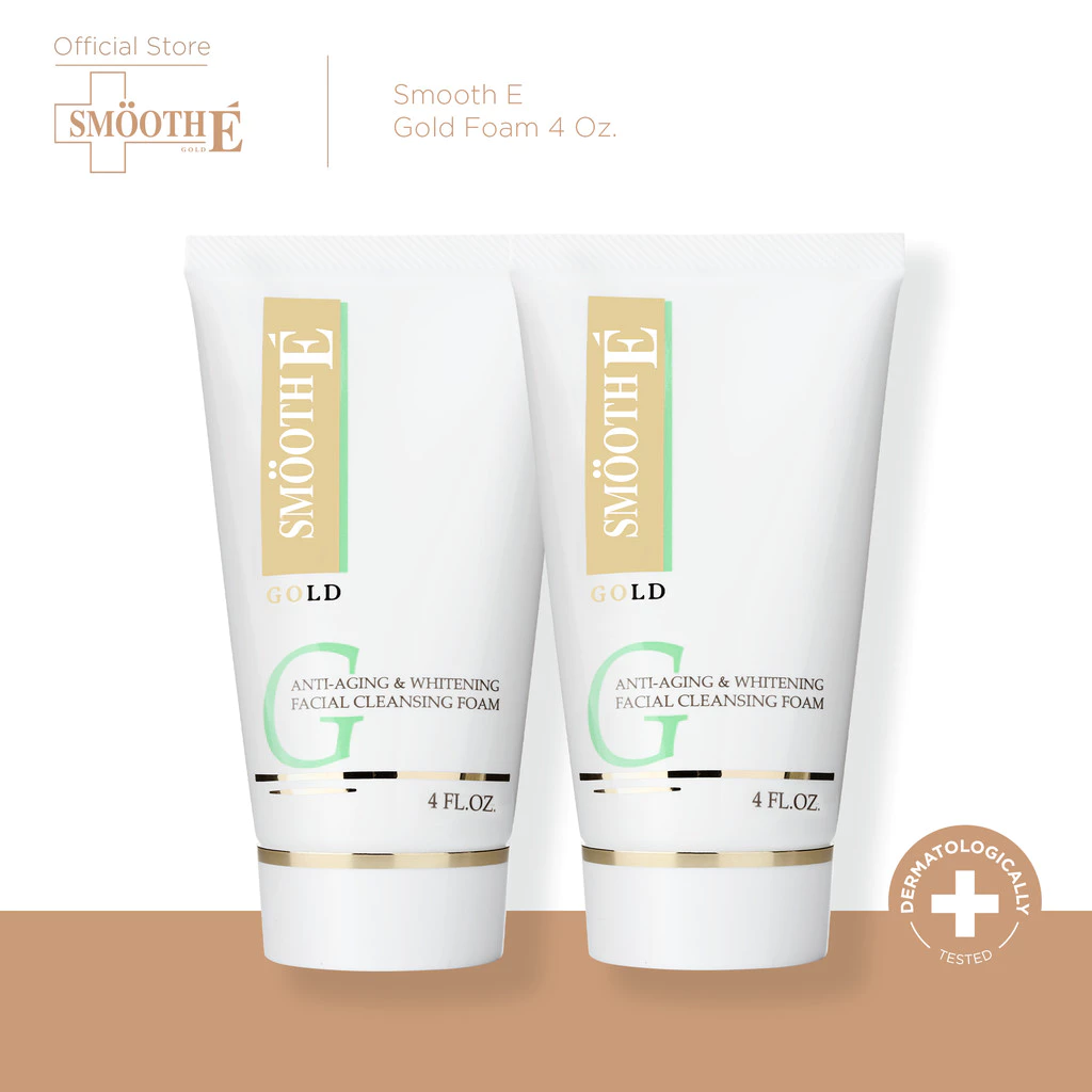 [แพ็ค 2] Smooth E Gold Foam 4 Oz.โฟมล้างหน้า ทำความสะอาด ลดเลือนริ้วรอย เติมคอลลาเจนและความชุ่มชื้น ให้แก่ผิว สมูทอี