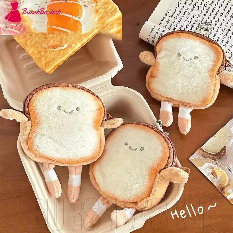 สร้างสรรค์ขนมปังปิ้งขนมปังตุ๊กตากระเป๋าใส่เหรียญ-แฟชั่น น่ารัก มินิที่เก็บกุญแจ-การ์ตูนกระเป๋าจี้-แต่งหน้าออแกไนเซอร์-มินิคีย์การ์ดหูฟังเก็บก