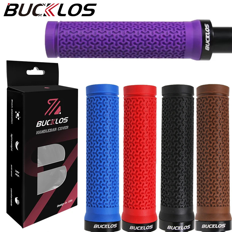 Bucklos ด้ามจับแฮนด์จักรยานยางล็อคมือจับจักรยานลื่น MTB ข้อมือ Ultralight Shock Absorption Mountain Bike Grip