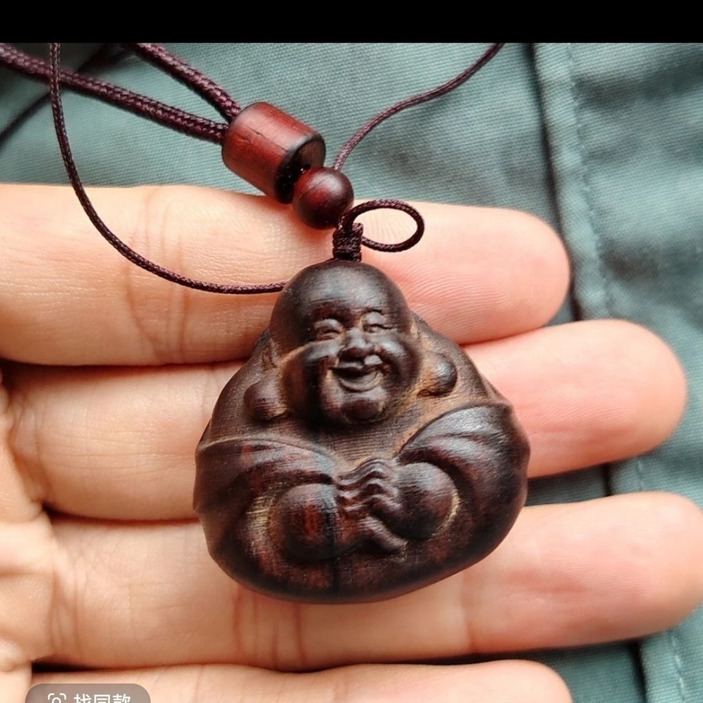 สร้อยคอจี้ไม้กฤษณาหอม Maitreya 9 ชิ้น งานไม้แกะสลักที่สงบ ชิ้นงานไม้แข็ง -ee23 U5PR