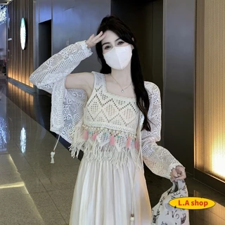 L.A Shop★สไตล์ใหม่★ เสื้อถักไหมพรม คาวาอี้น่ารัก สไตล์โบฮีเมี่ยน ปลายปล่อย สีพาสเทลคาวาอี้ "CX00827"