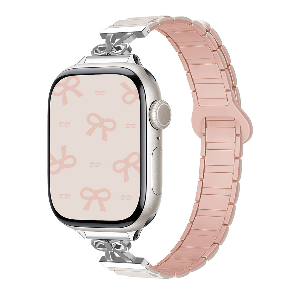 โบว์รูปสามสายซิลิโคนแม่เหล็กสําหรับ Apple Watch Ultra 46/44/40/49/45/41/42/38/45mm iwatch Series Ultra/10/9/8/7/6/5/4/3/2/1