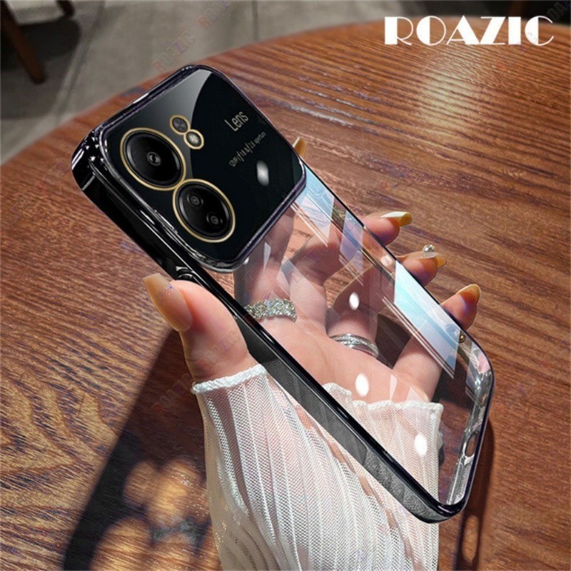 เคสโทรศัพท์มือถือแบบนิ่ม TPU ใส บางมาก กันกระแทก พร้อมฟิล์มเลนส์ สําหรับ POCO C65 Redmi 13C C01-2
