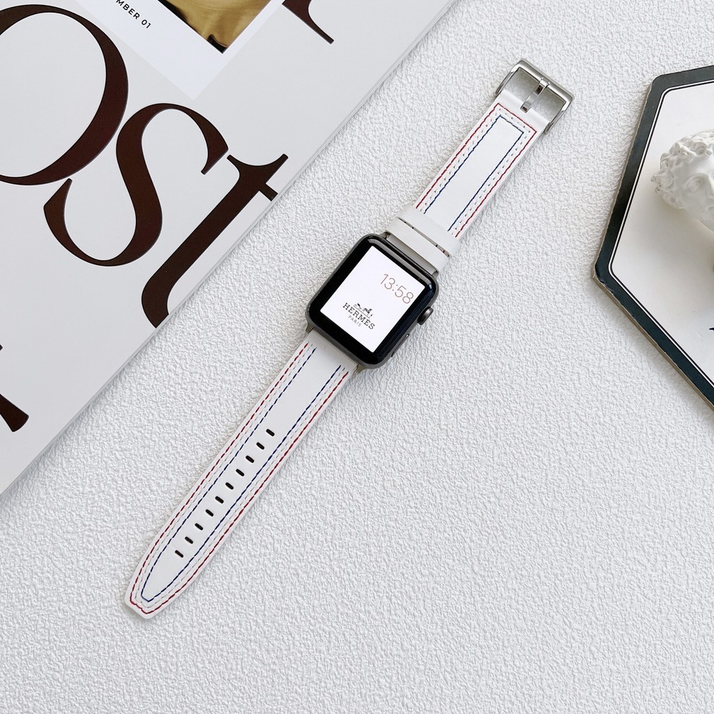 สายนาฬิกาข้อมือ สายหนัง สําหรับ Apple Watch 7 iWatch654321Se สายนาฬิกาข้อมือ สามสี สําหรับ Huawei Samsung 22 มม.