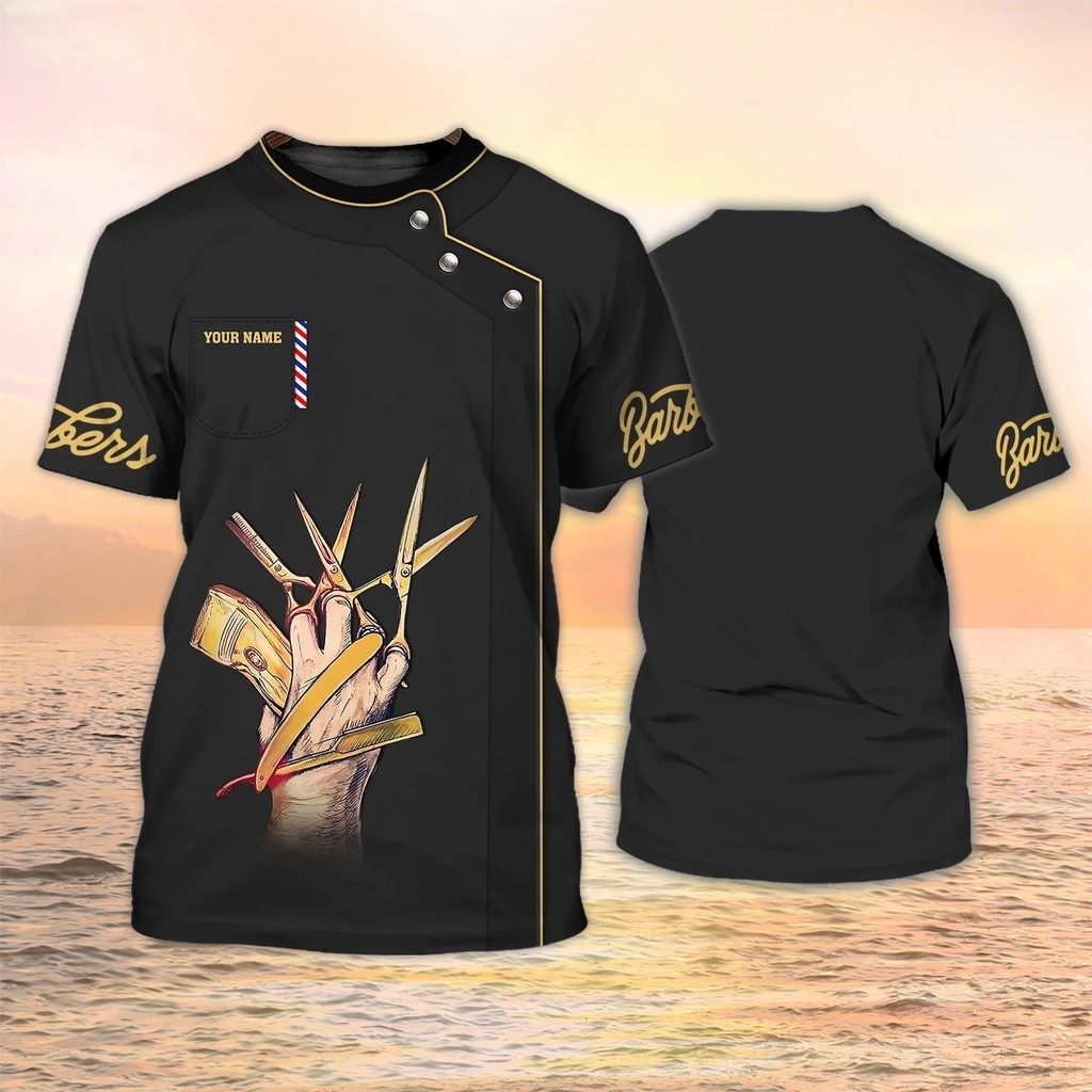 ใหม่ล่าสุดฤดูร้อนผู้ชายเสื้อยืดร้านตัดผมส่วนบุคคลชื่อ 3D พิมพ์ t เสื้อ Unisex Casual Tops คลาสสิกตัดผมชุด DW160