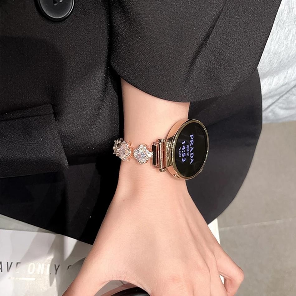 สายนาฬิกาข้อมือ ประดับเพทาย หรูหรา สําหรับ Samsung Galaxy Watch 6 5 Pro 4 Classic 44 40 46 มม. 20 22 มม. Huawei Watch GT 4 3 Garmin - รูปที่ 2
