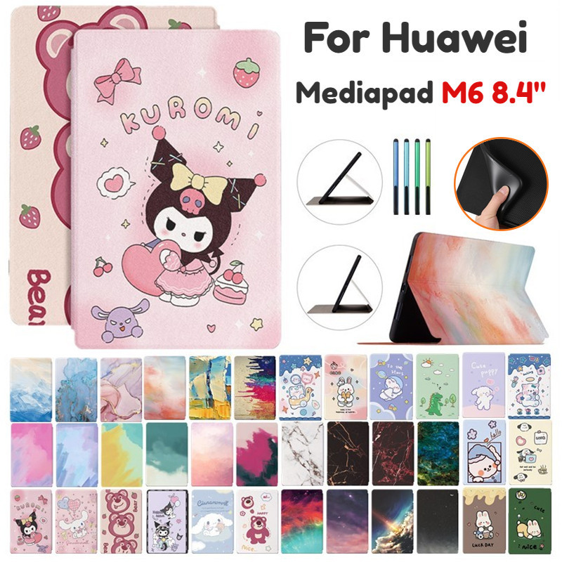 เคสหนัง PU แบบฝาพับ ลายการ์ตูนคุโรมิ พร้อมขาตั้ง สําหรับ Huawei Mediapad M6 8.4 2019