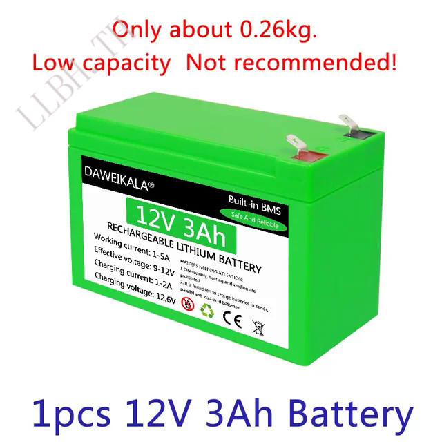 12V Battery 18650 lithium rechargeable battery Solar storage Deep Cycle For Kid Scooters Electric lighting 12V 3A Charge