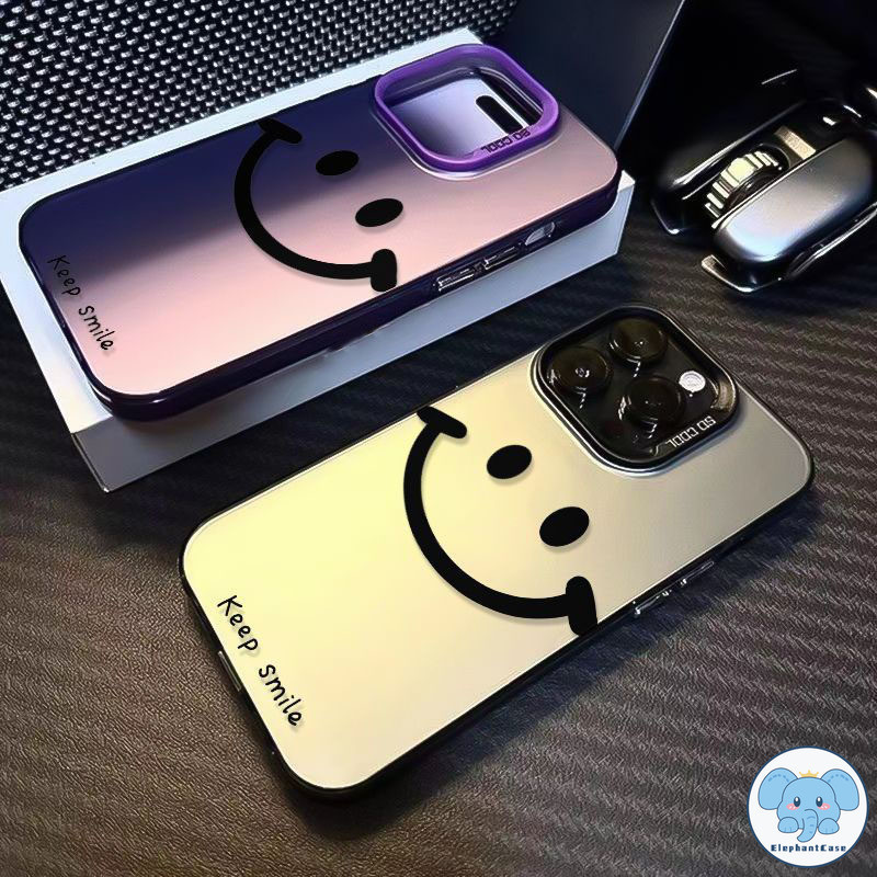 คู่รักการ์ตูนตลกหวานรอยยิ้มภาษาอังกฤษปกหรูหราชุบโลหะปลอกเลนส์ iPhone 15 12 11 14 13 Pro Max 8 15 7 Plus X XR XS Max SE