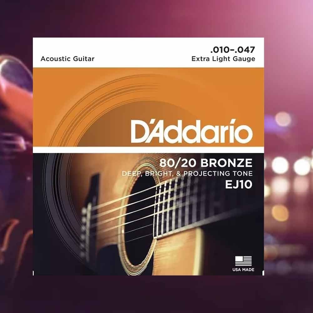D'addario EJ10 80/20 Bronze Acoustic Guitar Strings 10-47