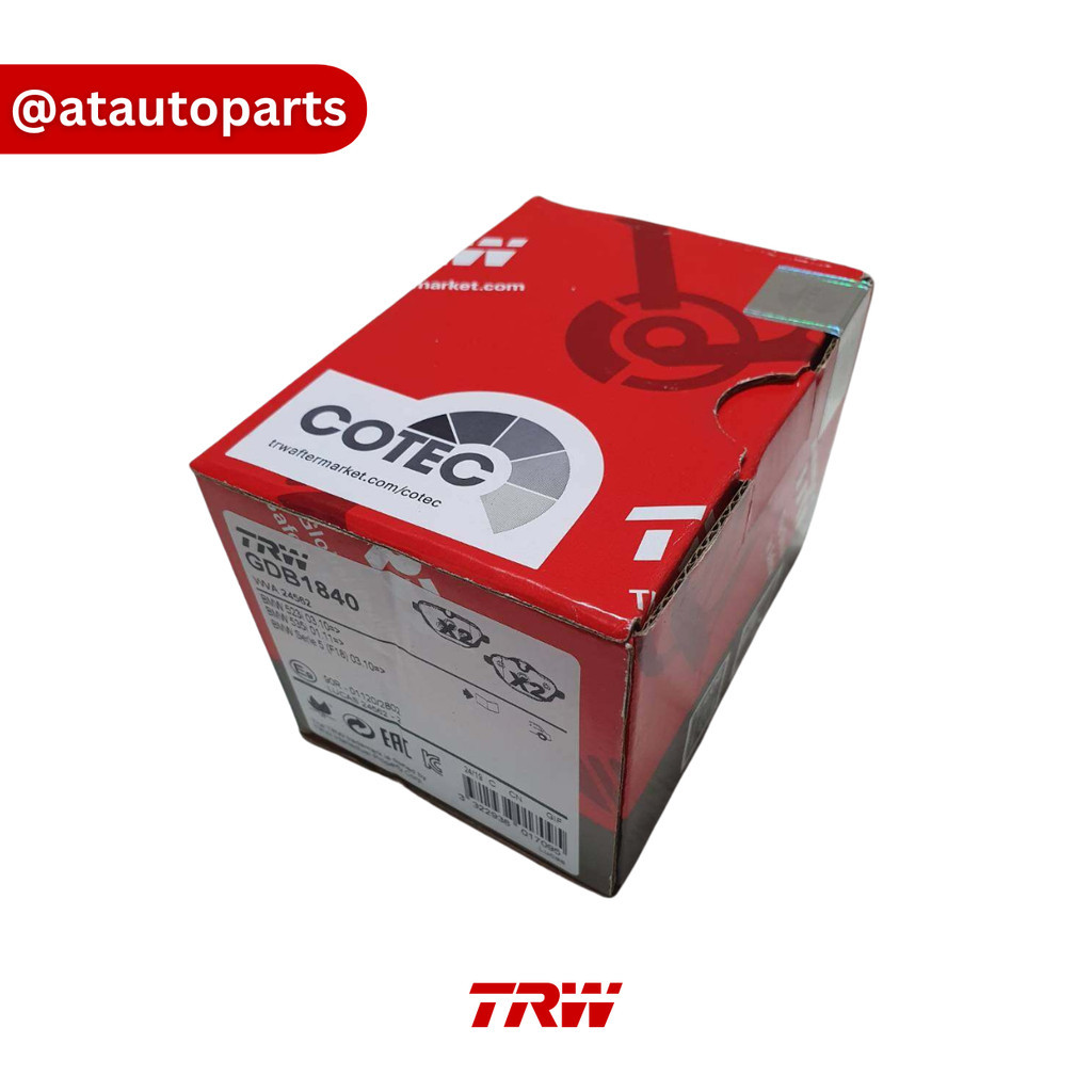 ผ้าเบรคหลัง พร้อมเซนเซอร์ รถ BMW X3  F25  /  BMW  X4  F26  Rear Wheel Break Pad TRW COTEC GDB 1840 /