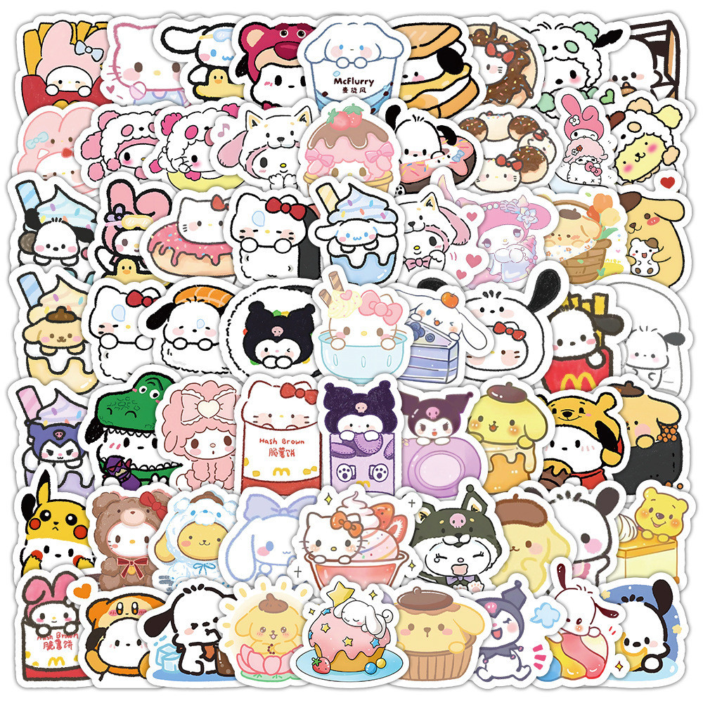 สติกเกอร์ ลายการ์ตูน Sanrio Kuromi Mymelody น่ารัก คละแบบ สําหรับติดตกแต่งกระเป๋าเดินทาง แล็ปท็อป โน้ตบุ๊ก โทรศัพท์ 100 ชิ้น