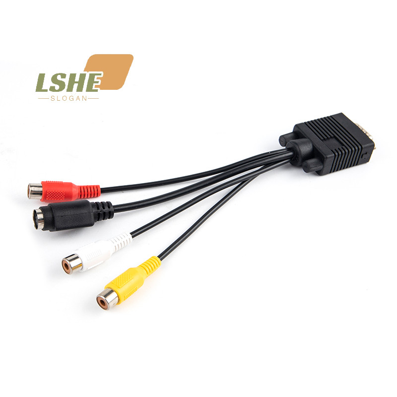 [LSHE] 3rca ใหม่ สายเคเบิ้ลแปลง VGA เป็น Video TV Out S-Video AV อะแดปเตอร์ VGA เป็น VGA