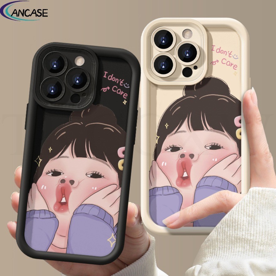 เคสป้องกันโทรศัพท์มือถือ แบบนิ่ม ลายการ์ตูนผู้หญิง สําหรับ iPhone 14 15 Pro Max 14 15 Plus 11 12 13 Pro Max