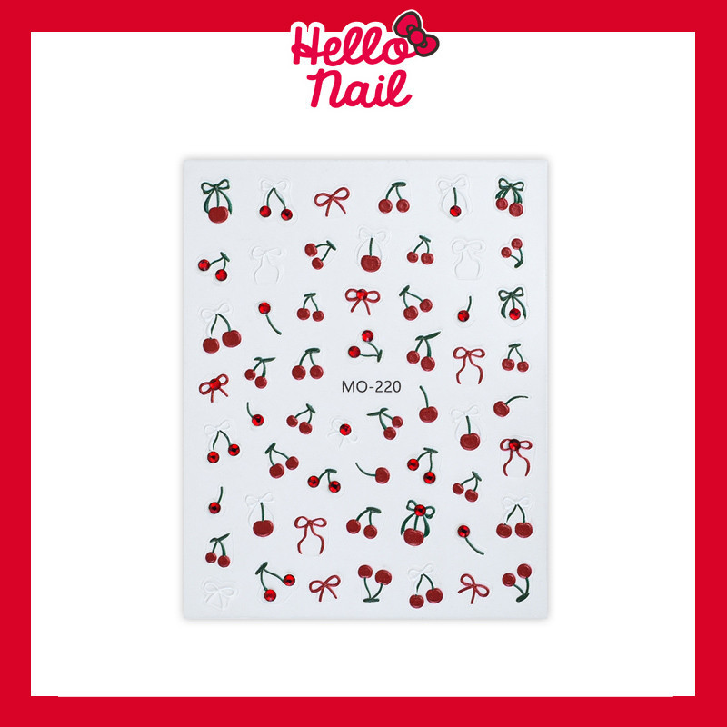 สติ๊กเกอร์ติดเล็บ 5D Cherry เชอรี่ แบบนูน สติ๊กเกอร์แต่งเล็บ ชนิดลอกแปะได้ Sticker อุปกรณ์ตกแต่งเล็บ
