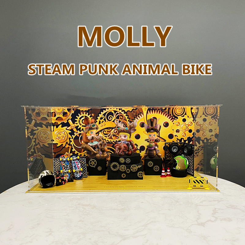 Pop Mart MOLLY Steampunk Animal Locomotive Series Mystery Box กล่องเก็บธีมปริศนา กล่องเก็บของ กันฝุ่น