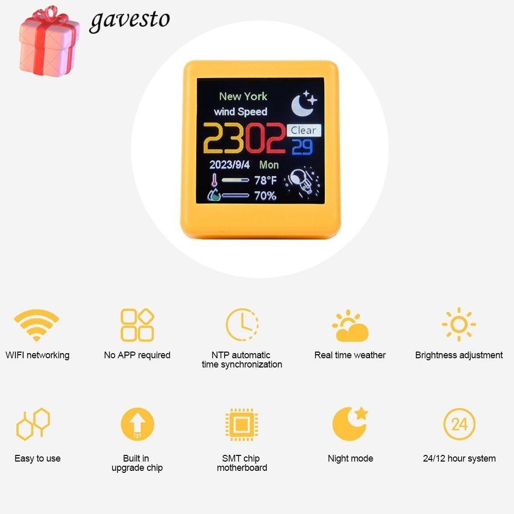 Gavesto นาฬิกาพยากรณ์อากาศ WiFi อัจฉริยะ สําหรับตกแต่งโต๊ะเล่นเกม และอัลบั้มอิเล็กทรอนิกส์ แบบเต็มจอ