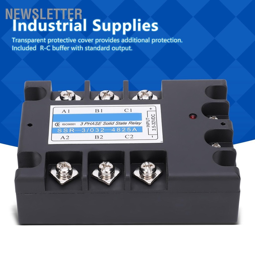 Newsletter 3 เฟส SSR DC AC 480V 25A Solid State Relay อุตสาหกรรมอุปกรณ์ SSR-3/032-4825A