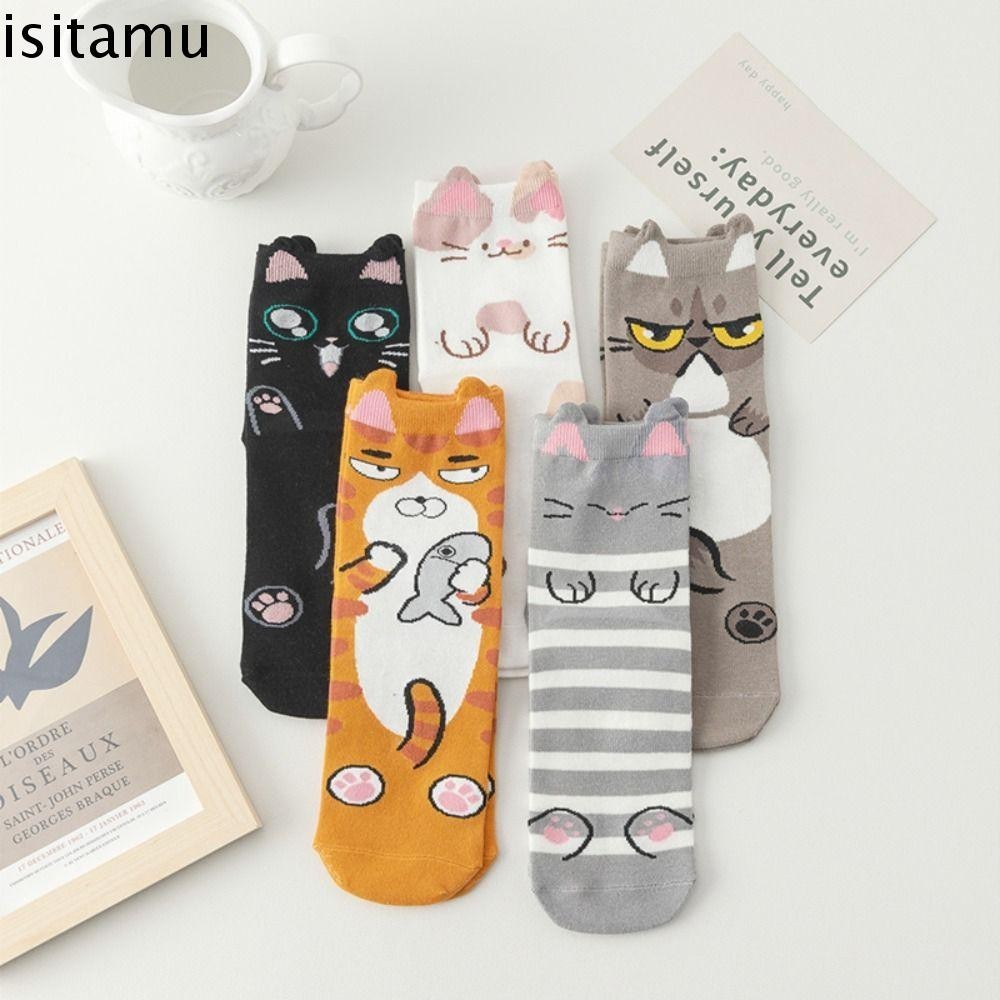 Isitaft ถุงเท ้ าแมว , สัตว ์ Harajuku ถุงเท ้ าผ ้ าฝ ้ าย , ศิลปะน ่ ารักสไตล ์ เกาหลีถุงเท ้ ากลางถุงเท ้ าการ ์ ตูนสุภาพสตรี