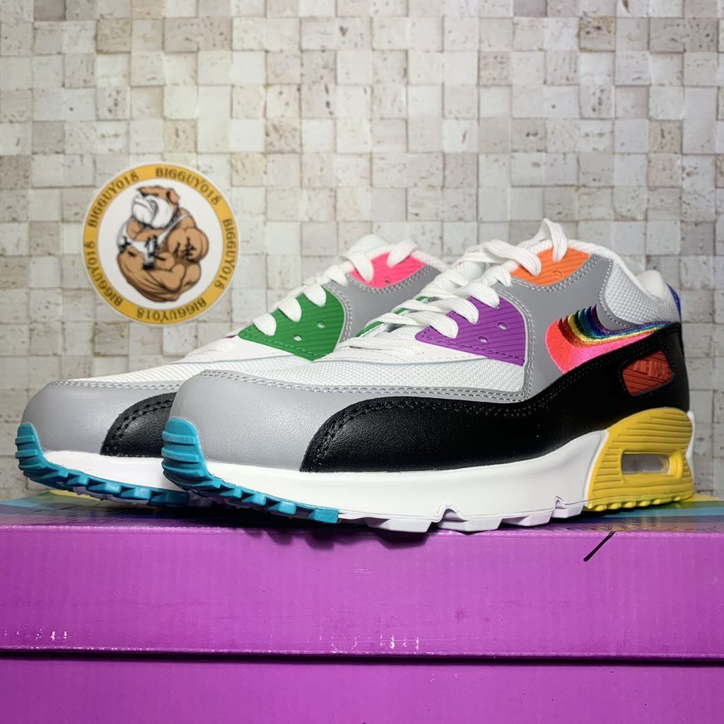 ราคาพิเศษ Nike Air Max 90 BETRUE Rainbow Mesh Leather Electricเย็บปักถักร้อยคุณภาพCJ5482-100