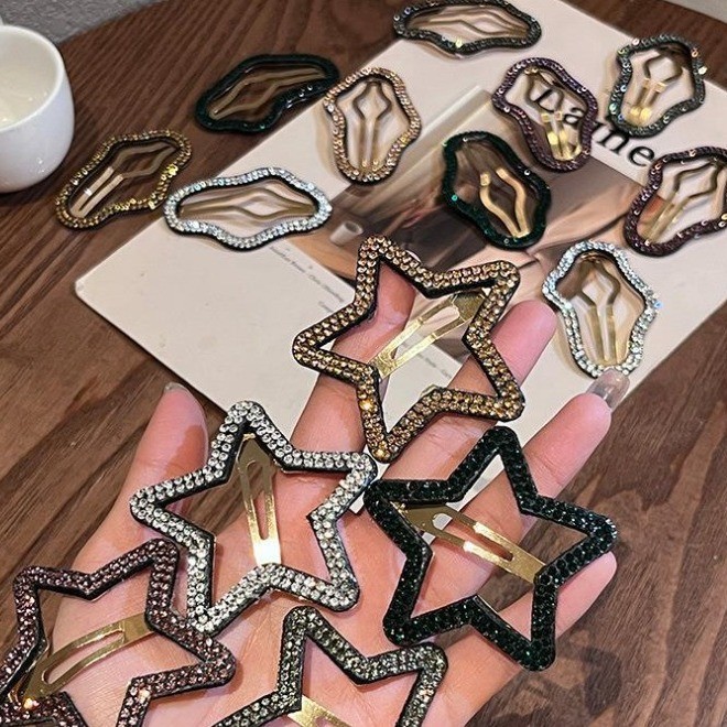 Rhinestone Cloud Star คลิปผม Hollow ผมหัก bb คลิปหญิงหน ้ าผาก Bangs คลิปกลับหัวคลิปขนาดเล ็ ก Headdress Hairpin