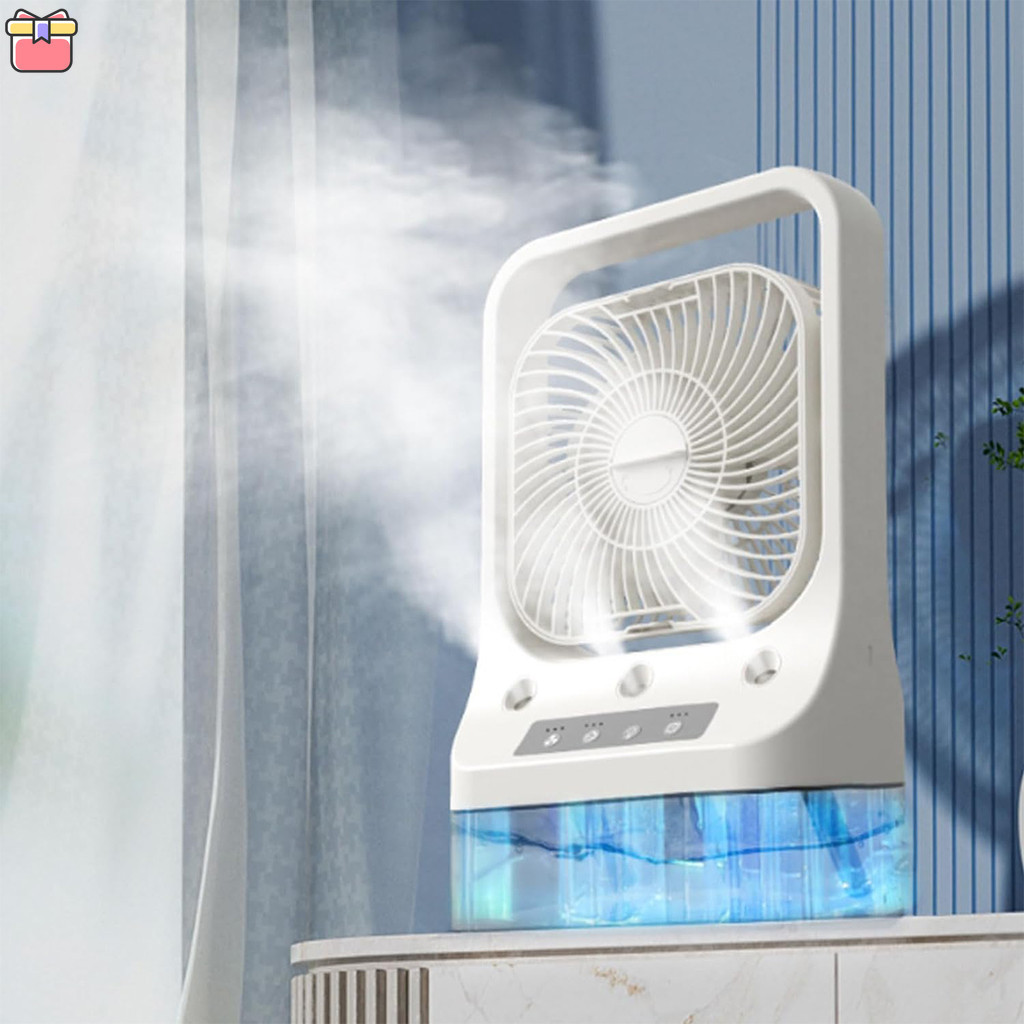 Frost Fan, Frostfan, อัพเกรดพัดลมเครื ่ องปรับอากาศแบบพกพา , 7 สี LED Light Mini Evaporative Air Cooler, หมุน 360℃ ขึ ้ นและลง,ลมสามความเร ็ วและโหมดสเปรย ์ 3 โหมด YDEA TCH