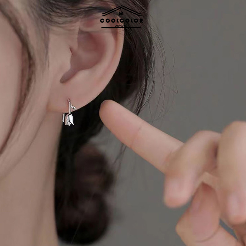 ในไทย✨ต่างหู Niche Tulip ต่างหูร้อยระดับไฮเอนด์สำหรับสุภาพสตรีต่างหูวินเทจแบบฝรั่งเศสcoolcolor-th.COD