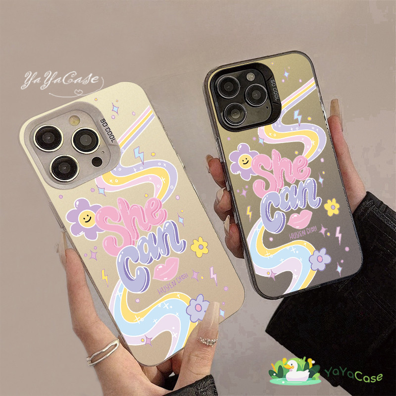 สำหรับ iPhone11 13 CASE FOR เคสไอโฟน15 14 12 Pro Max 15 14 7 8 Plus X XR XS MAX ดอกทานตะวันการ์ตูนรุ่น ขั้นสูง สีเงินเคส
