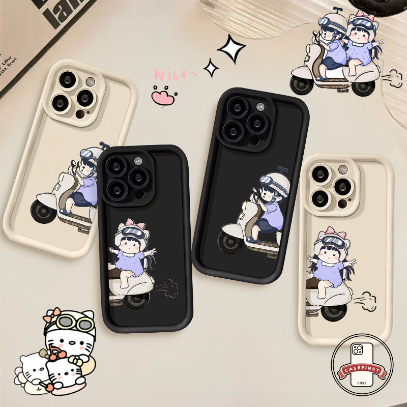 กรณีจักรยานหญิงน่ารักสำหรับ infinix Smart 8 7 5 6 Hot 40i 10 11 30i 30 12 20 9 Play Note 30 12 Spark GO 20C 10 20 Pro