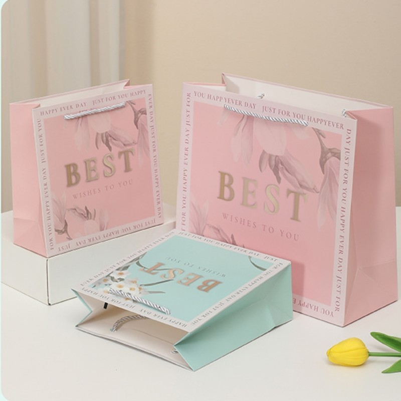 Pink Blue Best Wish Gift Bag Clothing Tote Bag Candy Packaging Bag