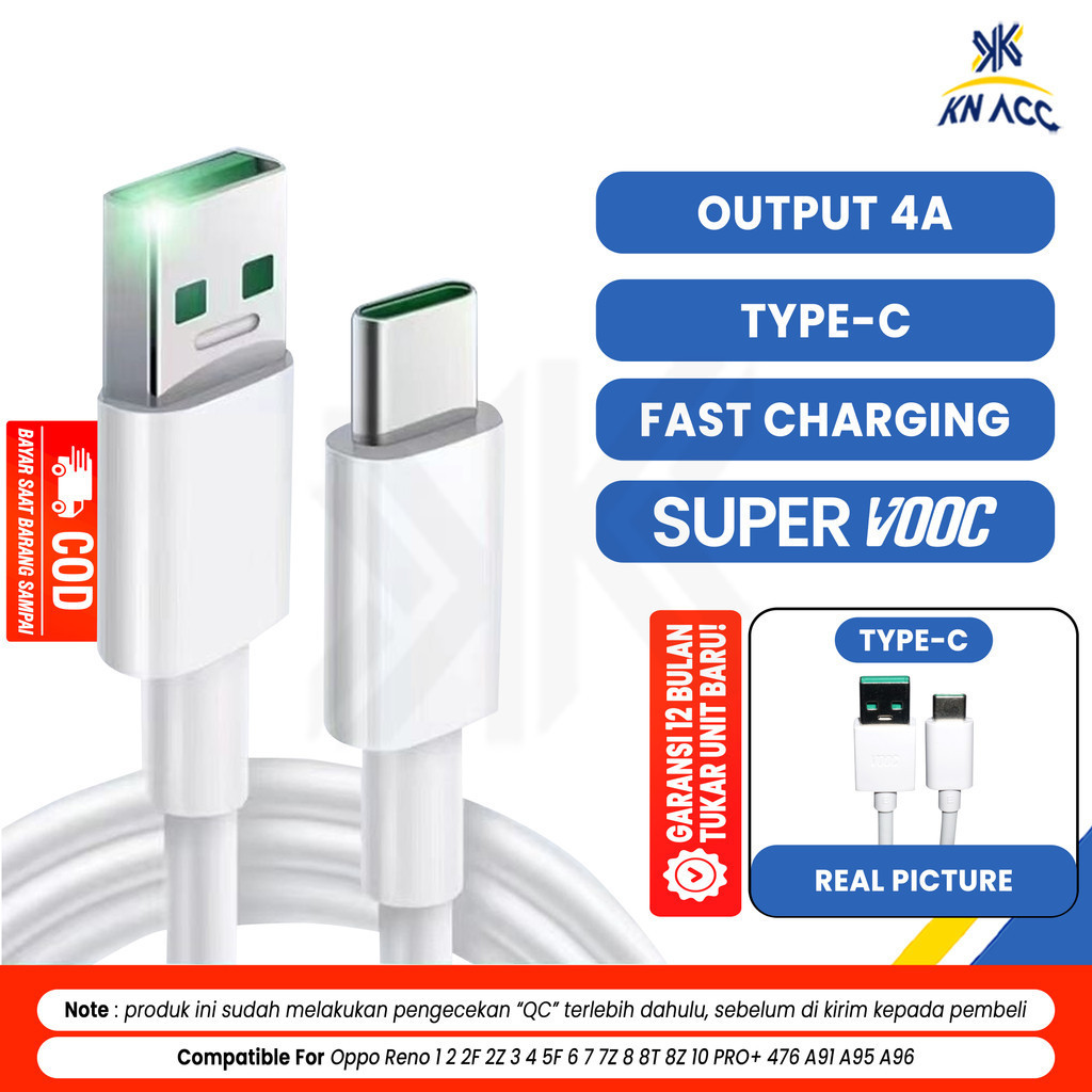 [KN ACC] 4A TYPE C SUPER VOOC FAST CHARGING DATA สายชาร์จสําหรับ OPPO RENO 1 2 2F 2Z 3 4 5F 6 7 7Z 8