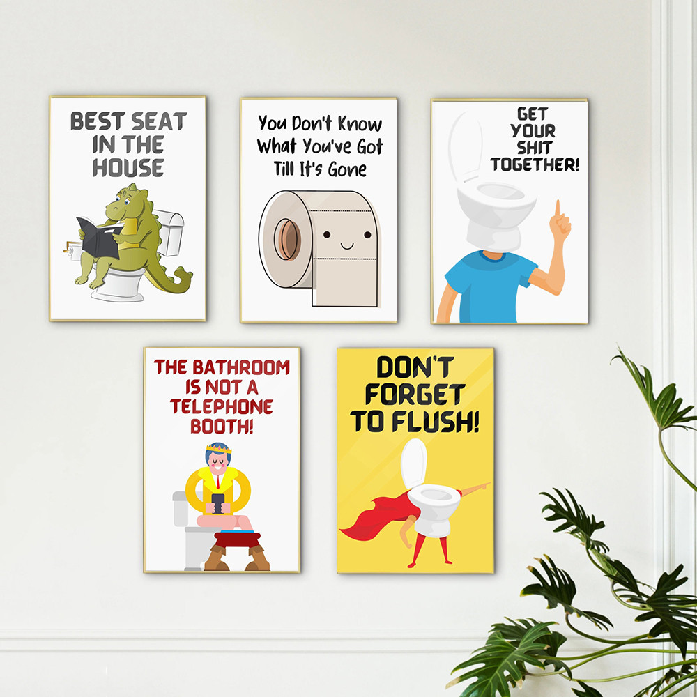 ห ้ องน ้ ําตลก Don 't ลืม Flush Quote ภาพห ้ องน ้ ํา Wall Art ภาพวาดผ ้ าใบโปสเตอร ์ พิมพ ์ กฎห ้ องน ้ ํา Wall Decor ภาพ