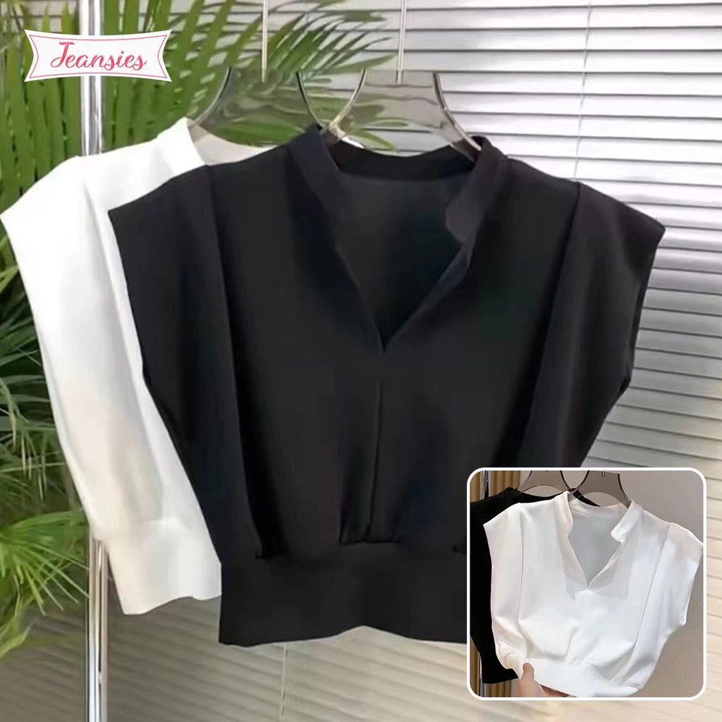 เสื้อยืดแฟชั่นแขนสั้น คอปกสีพื้นสไตล์เกาหลี เหมาะสำหรับในฤดูร้อน